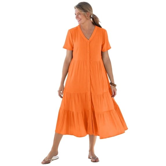 Woman Within Plus Size Gauze Tiered Dress