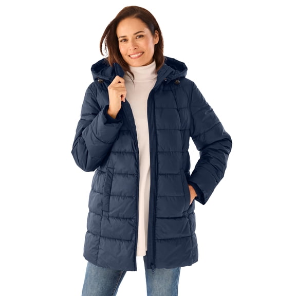 Woman Within Plus Size Hands-Free Puffer Coat