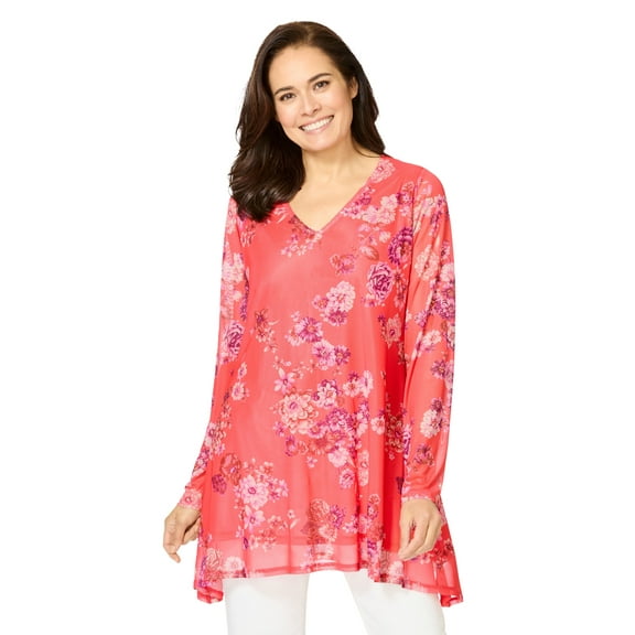 Woman Within Plus Size High-Low Miracle Mesh Tunic