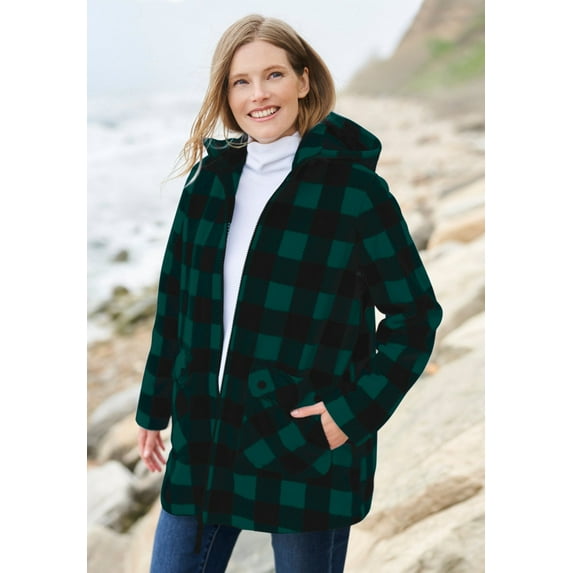 Woman Within Plus Size Hooded Fleece Coat
