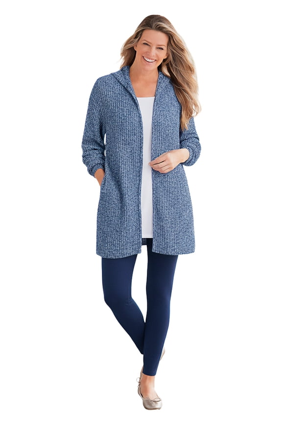 Plus Size Hoodie Shaker Zipper Cardigan Sweater