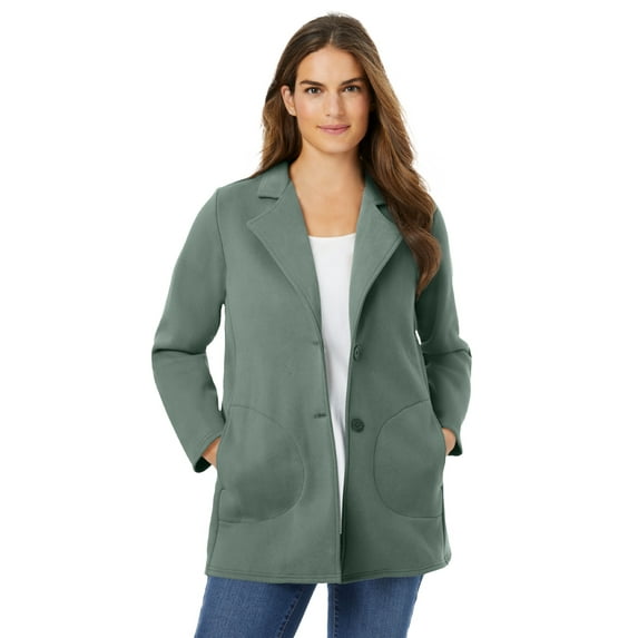 Woman Within Plus Size Knit Blazer Oversized Work & Casual