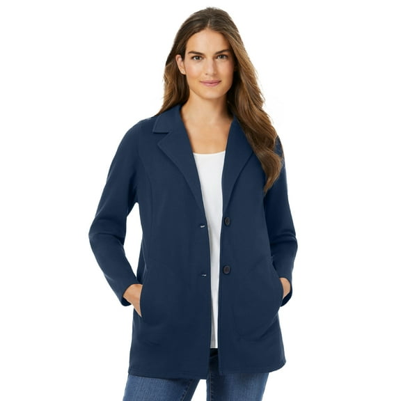 Woman Within Plus Size Knit Blazer Oversized Work & Casual