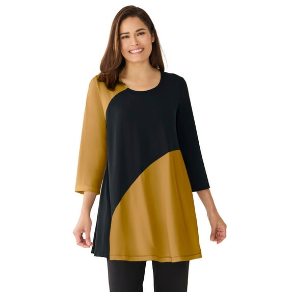 Woman Within Plus Size Knit Colorblock Tunic