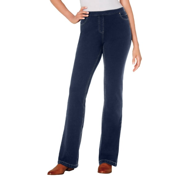 Woman Within Plus Size Bootcut Stretch-Knit Denim Five-Pocket Jeans