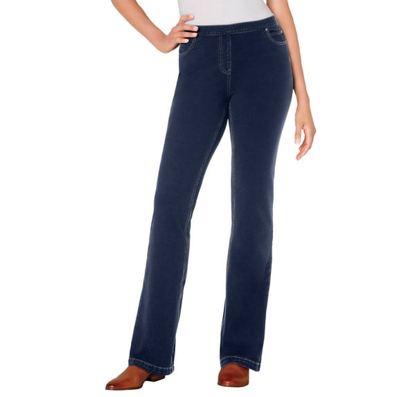 Woman Within Plus Size Bootcut Stretch-Knit Denim Five-Pocket Jeans