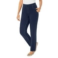 thumbnail image 1 of Woman Within Plus Size Straight-Leg Stretch Knit Denim Five-Pocket Jeans, 1 of 6