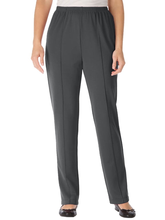 Plus Size Knit Hassle-Free Pull-On Elastic-Waist Pants