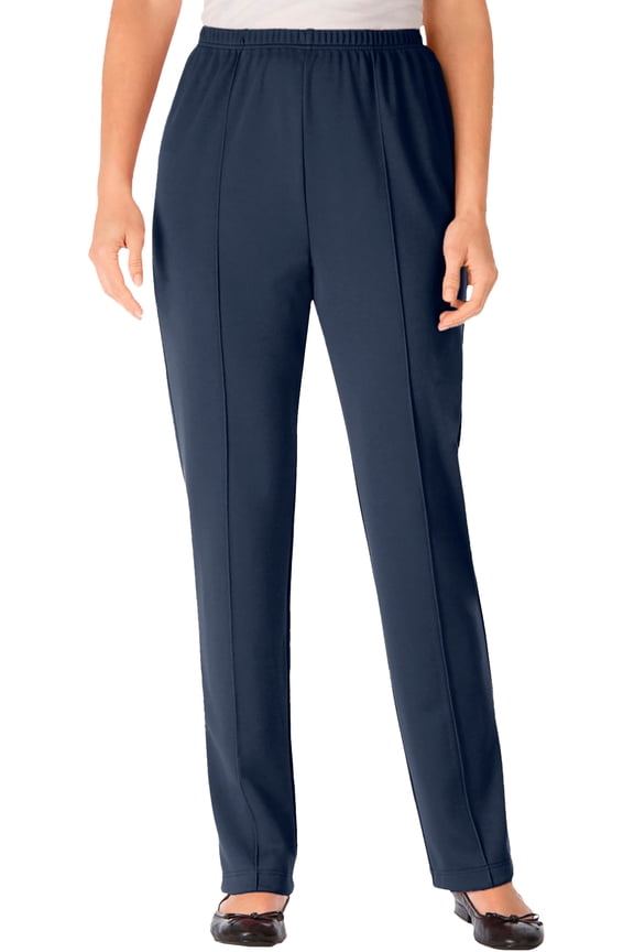 Plus Size Knit Hassle-Free Pull-On Elastic-Waist Pants