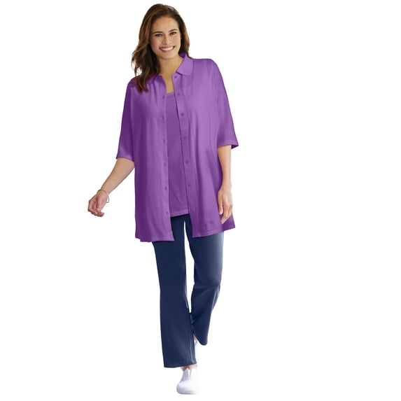 Woman Within Plus Size Knit Shirt With Free Tank