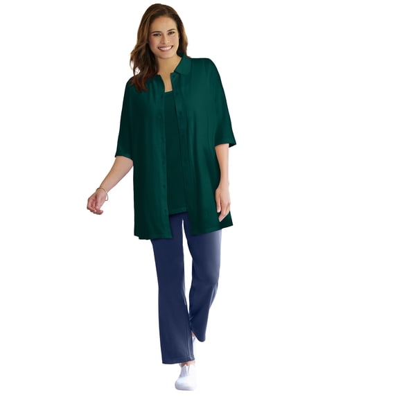 Woman Within Plus Size Knit Shirt With Free Tank