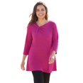 thumbnail image 1 of Woman Within Plus Size Knotted Neckline Swing Cotton-Blend Tunic, 1 of 2