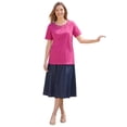 thumbnail image 1 of Woman Within Plus Size Lattice Neck Tee, 1 of 3