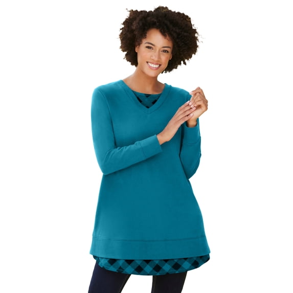 Woman Within Plus Size Layered Look Sweatshirt