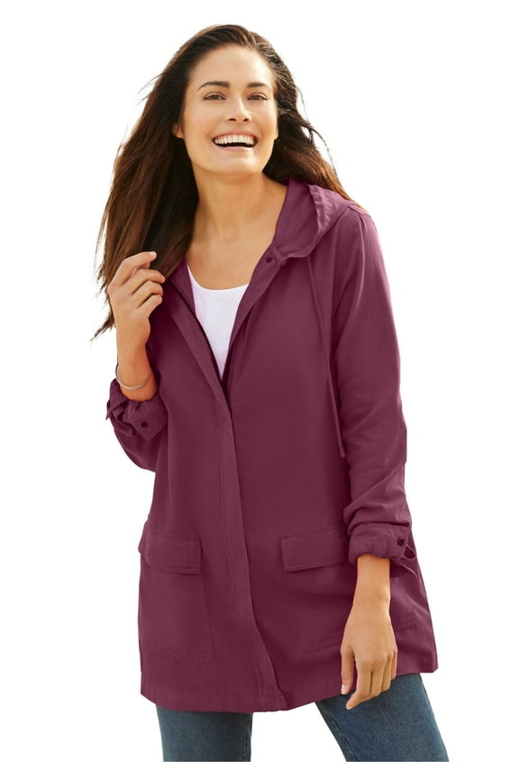 Plus Size Lightweight Hooded Jacket Long Oversized Coat
