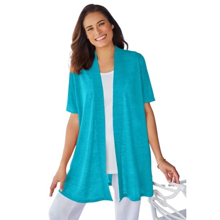 Woman Within Plus Size Lightweight Open Front Cardigan Sweater
