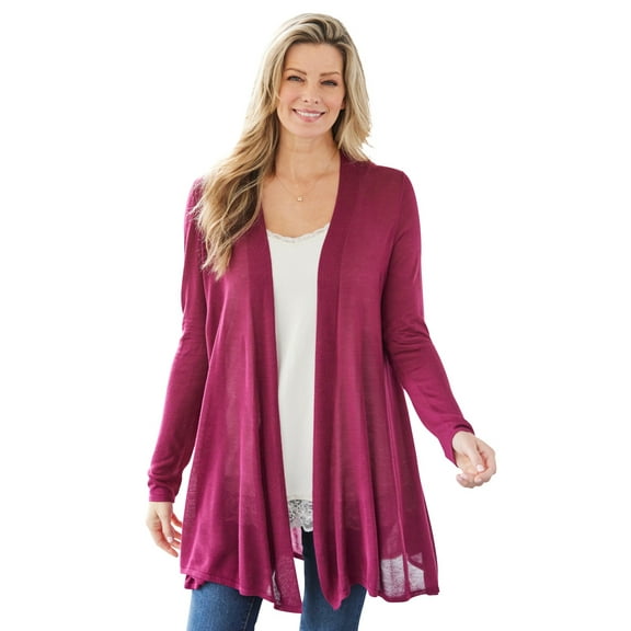 Woman Within Plus Size Lightweight Open Front Cardigan Sweater