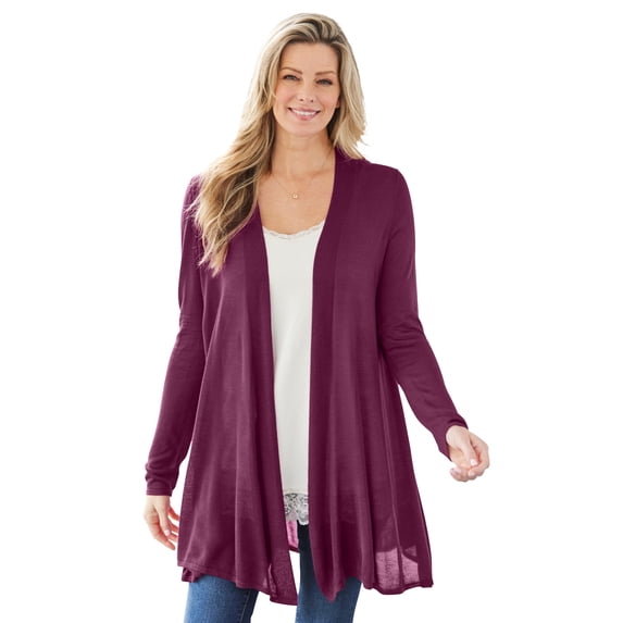 Woman Within Plus Size Lightweight Open Front Cardigan Sweater
