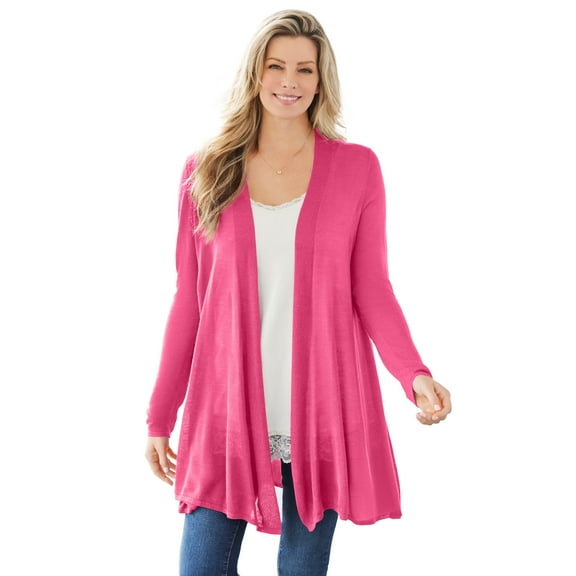 Woman Within Plus Size Lightweight Open Front Cardigan Sweater