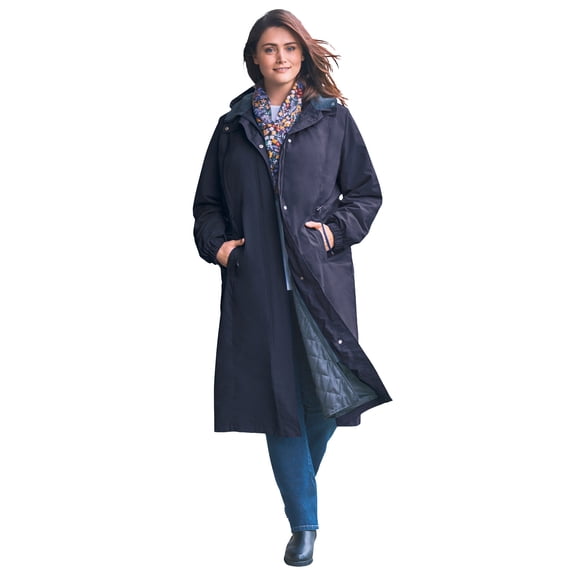 Woman Within Plus Size Long Hooded Taslon Jacket