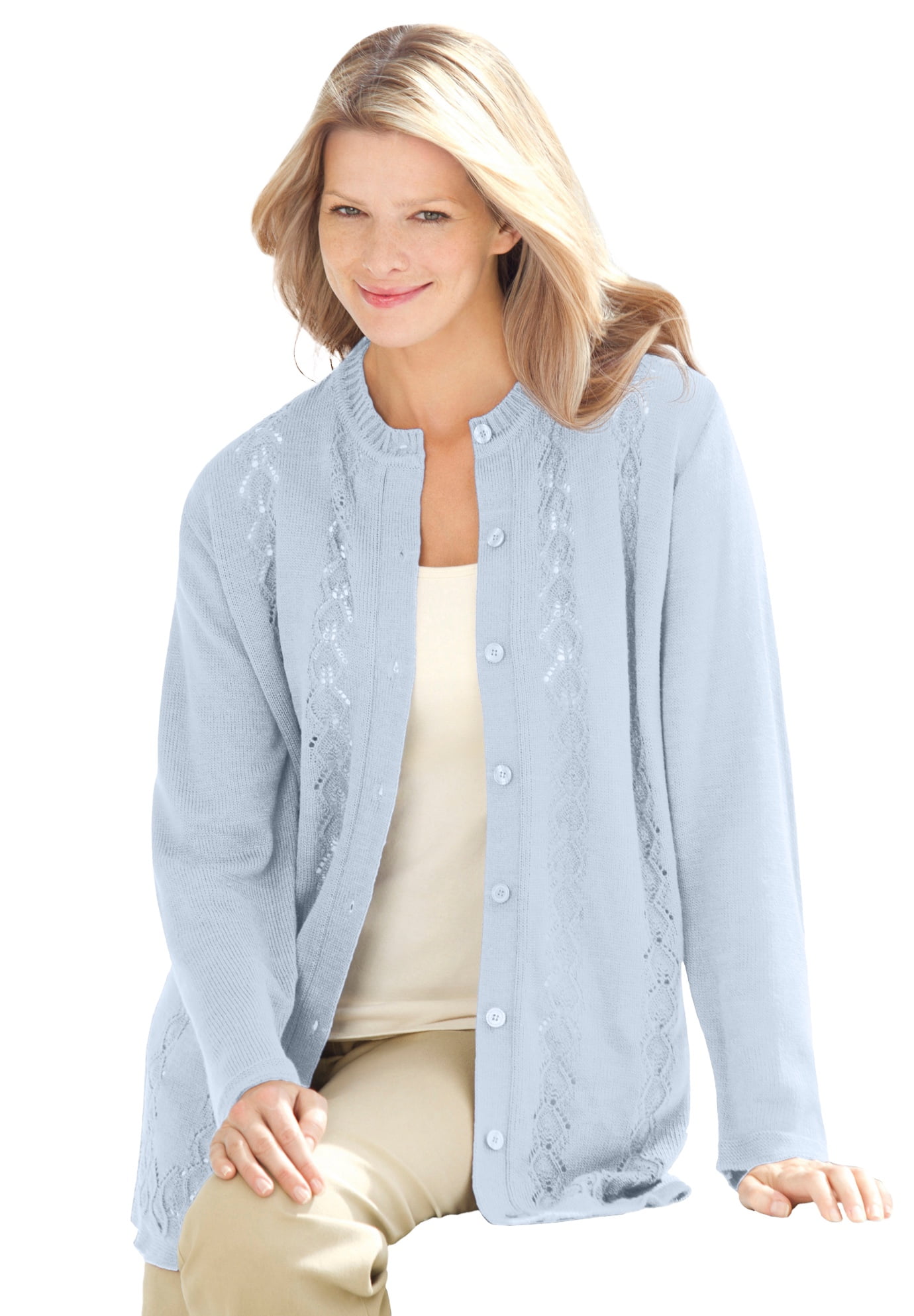 Woman Within Plus Size Zip Front Shaker Cardigan