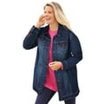 thumbnail image 1 of Woman Within Plus Size Long Stretch Denim Jacket Oversized Jean Jacket, 1 of 5