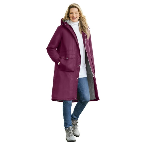 Woman Within Plus Size Longer Length Microfiber Parka