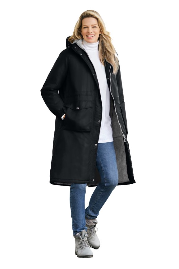 Plus Size Longer Length Microfiber Parka