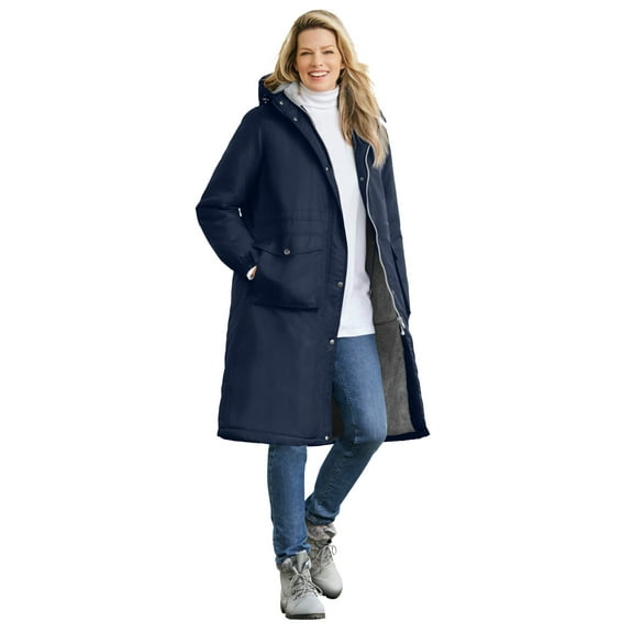 Woman Within Plus Size Longer Length Microfiber Parka