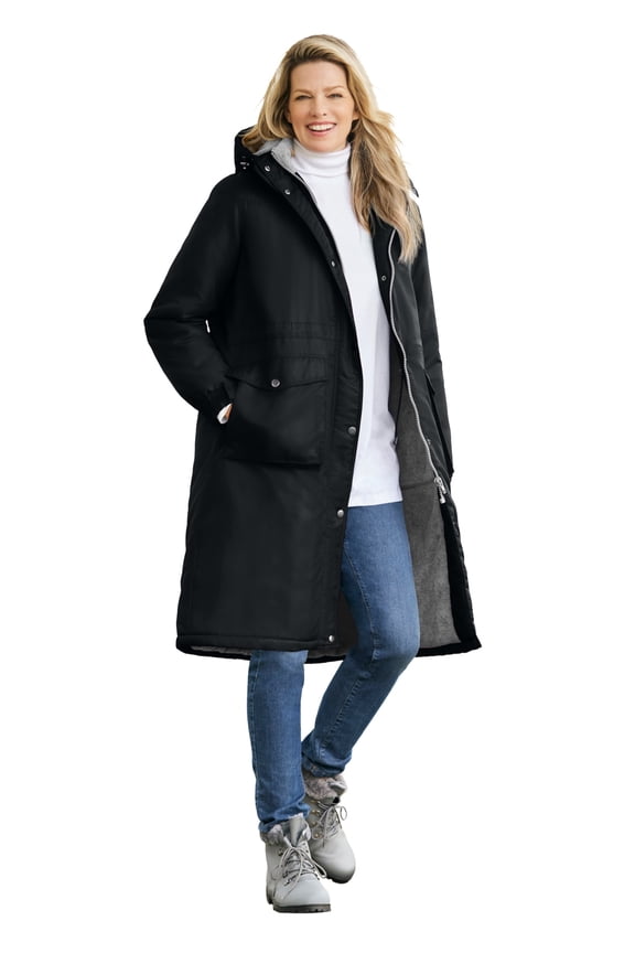 Plus Size Longer Length Microfiber Parka