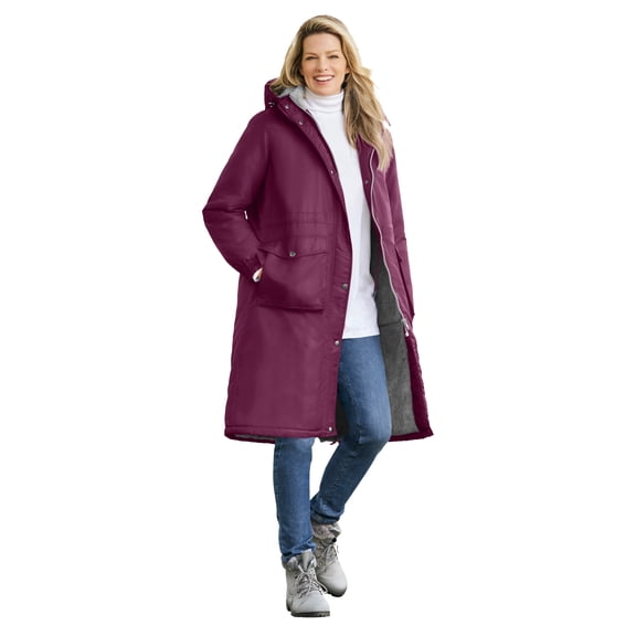 Woman Within Plus Size Longer Length Microfiber Parka
