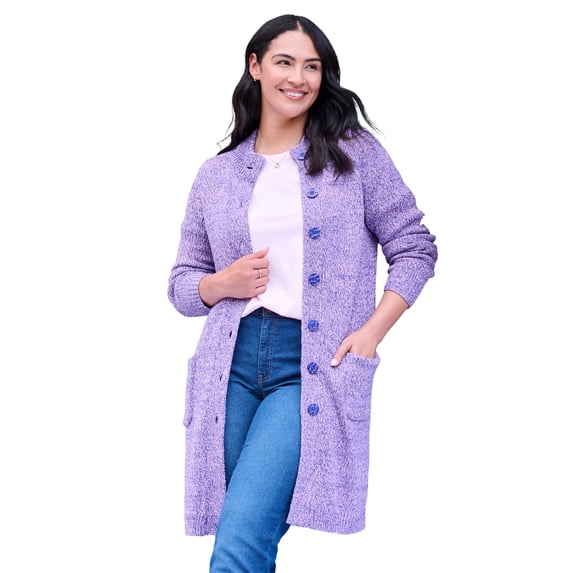 Woman Within Plus Size Marled Jacket Duster Sweater