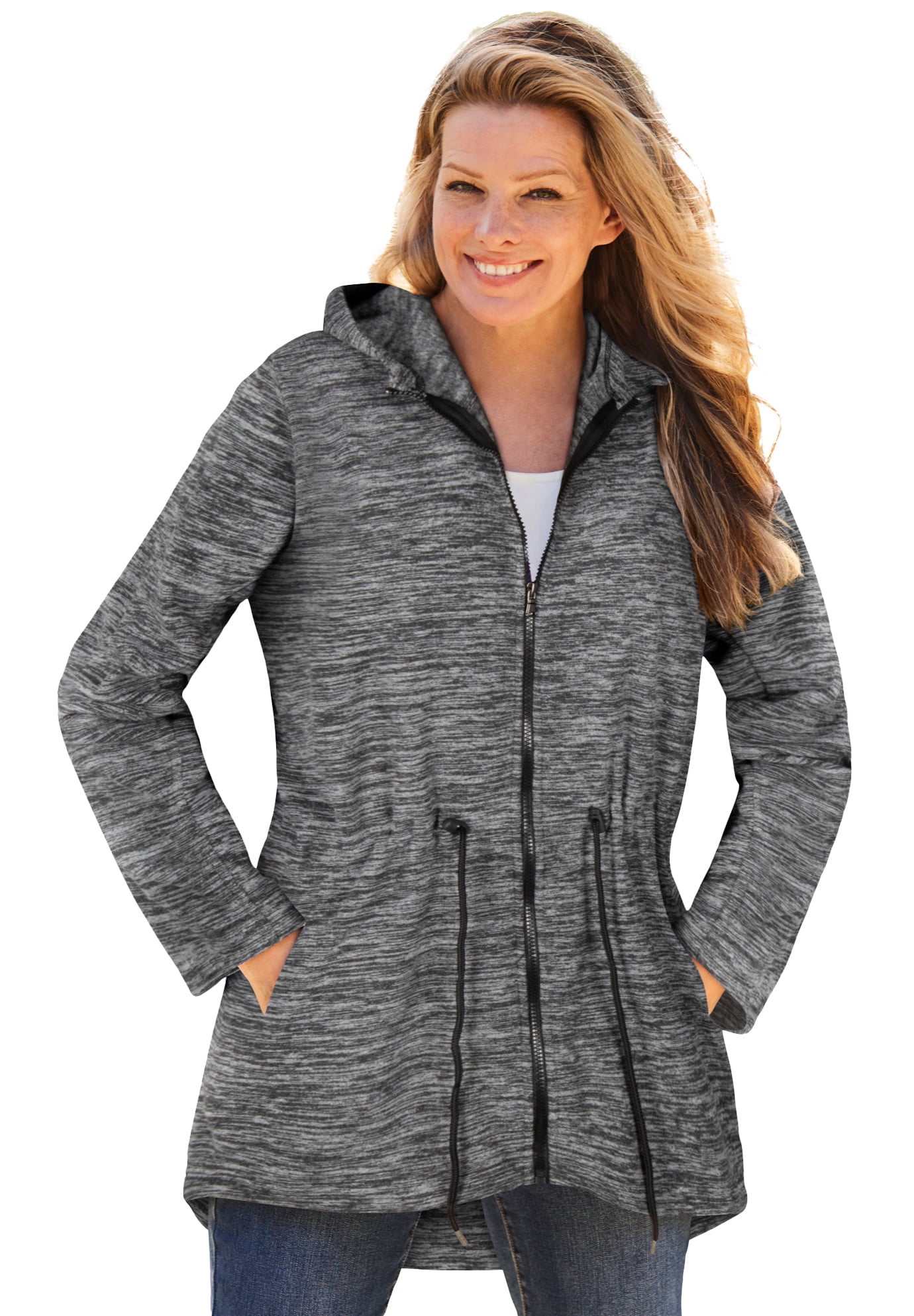 Woman Within Plus Size Microfleece Anorak Jacket Oversized Fleece Zip