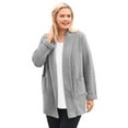 thumbnail image 1 of Woman Within Plus Size Microfleece Cardigan Shawl Collar Oversized Long Open Jacket, 1 of 3