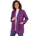 thumbnail image 1 of Woman Within Plus Size Microfleece Cardigan Shawl Collar Oversized Long Open Jacket, 1 of 4