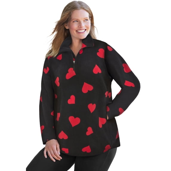 Woman Within Plus Size Microfleece Quarter-Zip Pullover