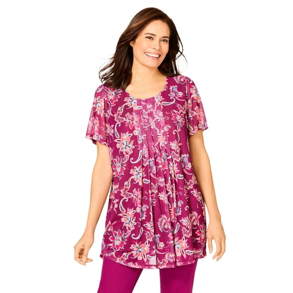 Woman Within Plus Size Miracle Mesh Overlay Tunic