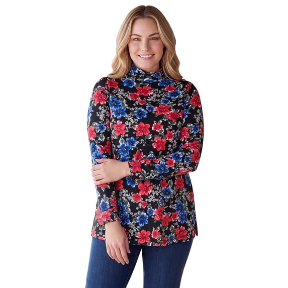 Woman Within Plus Size Mockneck Long-Sleeve Tunic