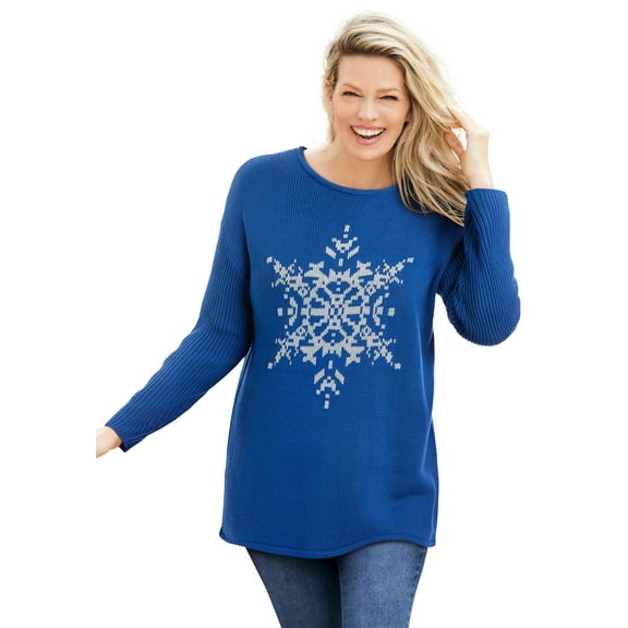 Woman Within Plus Size Holiday Motif Sweater