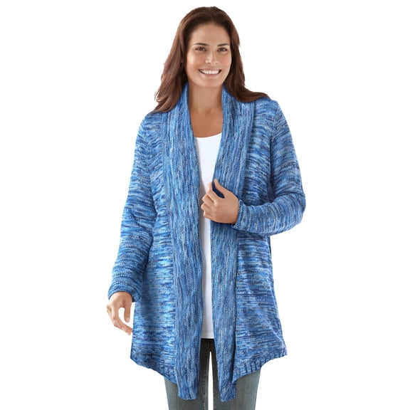 Woman Within Plus Size Multi Marled Cardigan Sweater