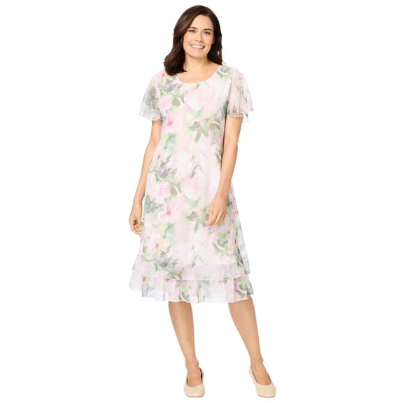 Woman Within Plus Size Overlay Tiered Dress