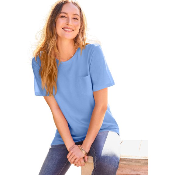 Woman Within Plus Size Perfect Crewneck Pocket Tee