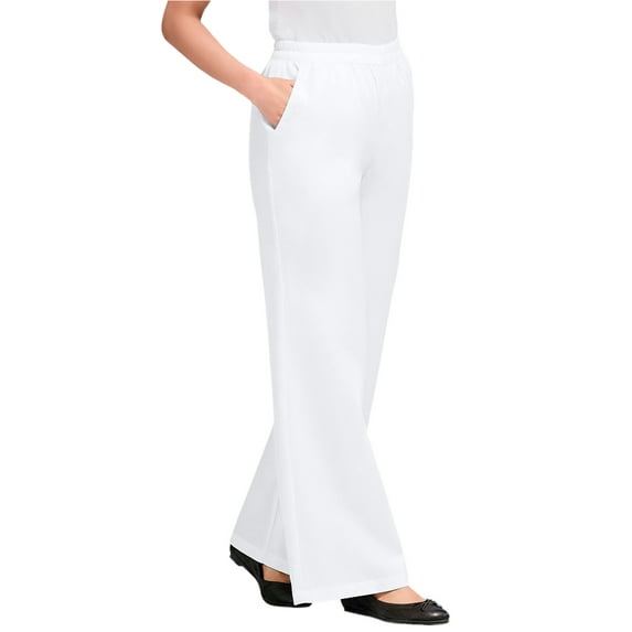 Woman Within Plus Size Perfect Elastic-Waist Wide-Leg All-Cotton Pull-On Denim Jeans