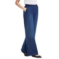 thumbnail image 1 of Woman Within Plus Size Perfect Elastic-Waist Wide-Leg All-Cotton Pull-On Denim Jeans, 1 of 1