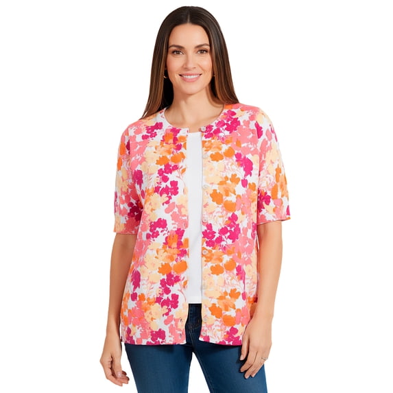 Woman Within Plus Size Perfect Elbow-Length Sleeve Cardigan Sweater