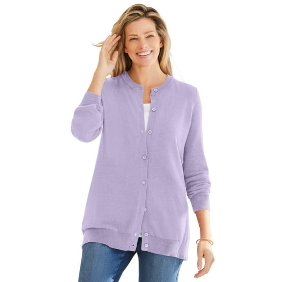 Woman Within Plus Size Perfect Long-Sleeve Cardigan Sweater