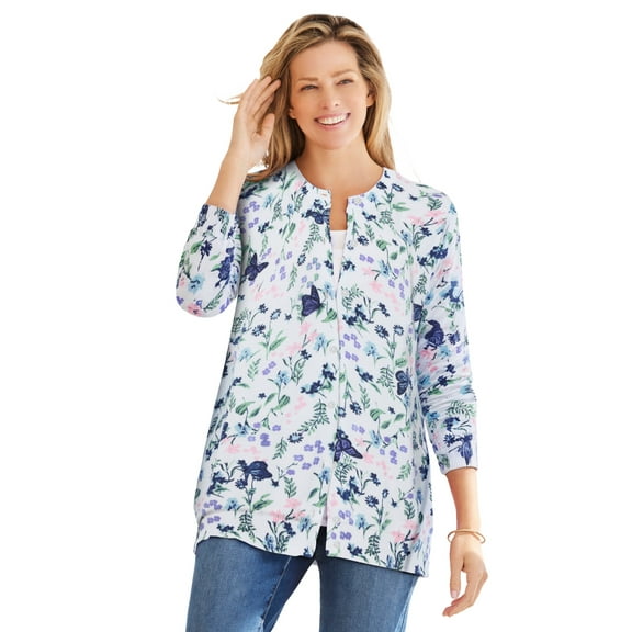 Woman Within Plus Size Perfect Long-Sleeve Cardigan Sweater