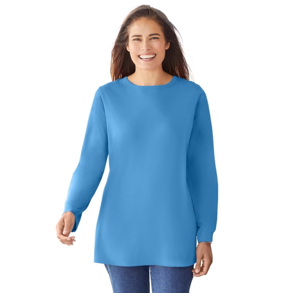 Woman Within Plus Size Perfect Long-Sleeve Crewneck Tee