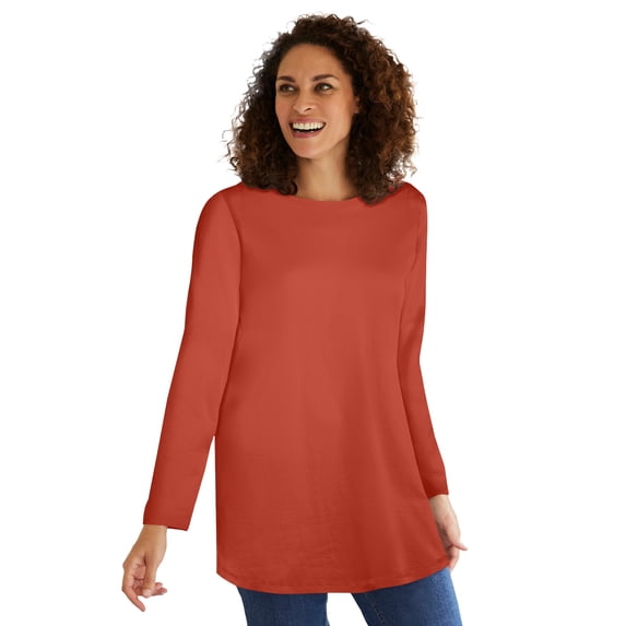 Woman Within Plus Size Perfect Long-Sleeve Crewneck Tunic