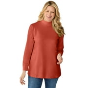 Woman Within Plus Size Perfect Long-Sleeve Mockneck Tee Petite Available